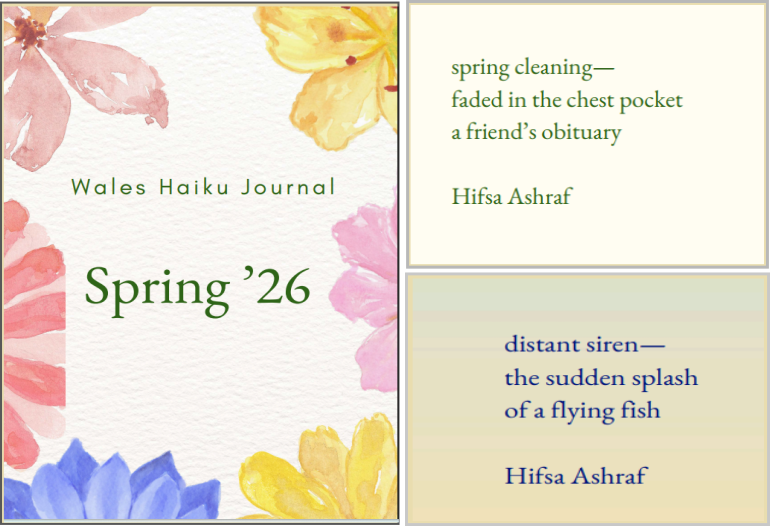hifsays's tweet image. Grateful to Joe and Luci for including two of my haiku in the spring issue 2026 of Wales Haiku Journal.

waleshaikujournal.com/_files/ugd/f22…
 
#haiku #micropoetry #writingcommunity