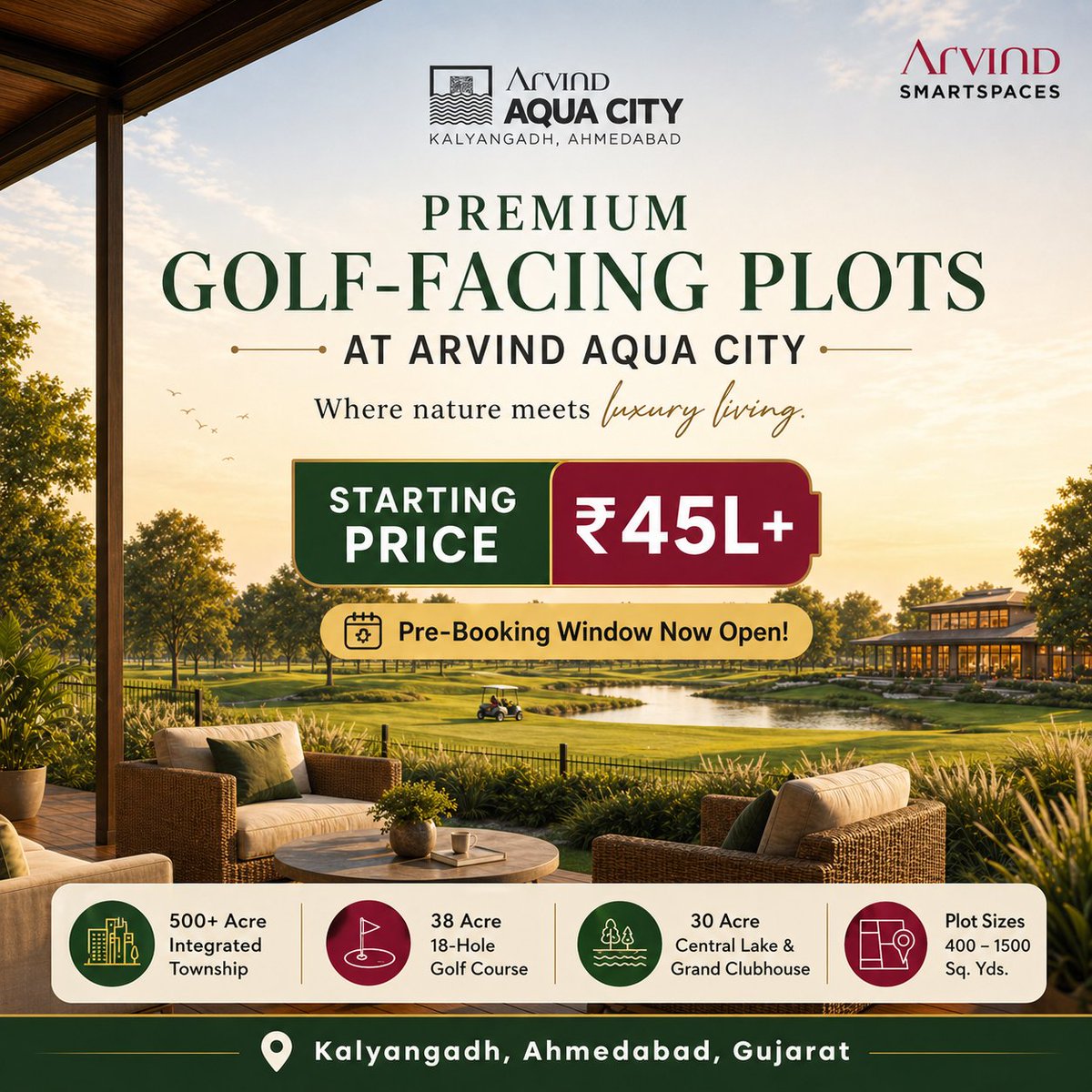 TheAssetree's tweet image. Spheres of Experience | Arvind Aqua City

📍 Kalyangadh, Ahmedabad
🏡 Golf-Facing Plots
⛳ 18-Hole Golf Course
🌊 30 Acre Lake

💰 Starting ₹45L+
📩 Pre-booking now open
#Ahmedabad #RealEstate #LuxuryLiving #Investment #theassetree