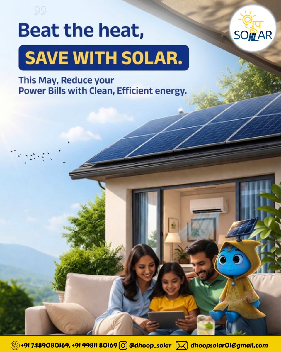 DhoopSolar's tweet image. Dhoop Solar brings you the power of clean and efficient energy!
Looking for a trusted Solar energy equipment supplier in Indore?

#DhoopSolar #solar #SolarEnergy #FreeElectricity #GoGreen #SolarSavings #GreenEnergy #SolarPower #SustainableLiving #LowerElectricityBills