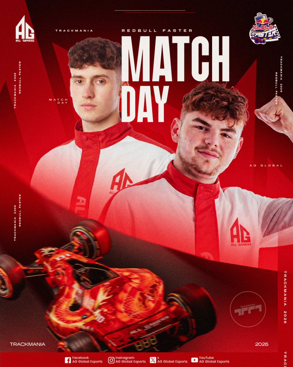 AGGlobalEsports's tweet photo. The Red Bull Faster Trackmania qualifiers are here:
🏁 100 players
🎯 Only 8 will secure their spot by the end of the day
Our team is ready to fight.
📅 First matches:
⚡ Gwen — 4:45 PM GMT+3
⚡ Binkss — 6:15 PM GMT+3
Good luck to both players as they battle for qualification. https://t.co/5mtufarPde
