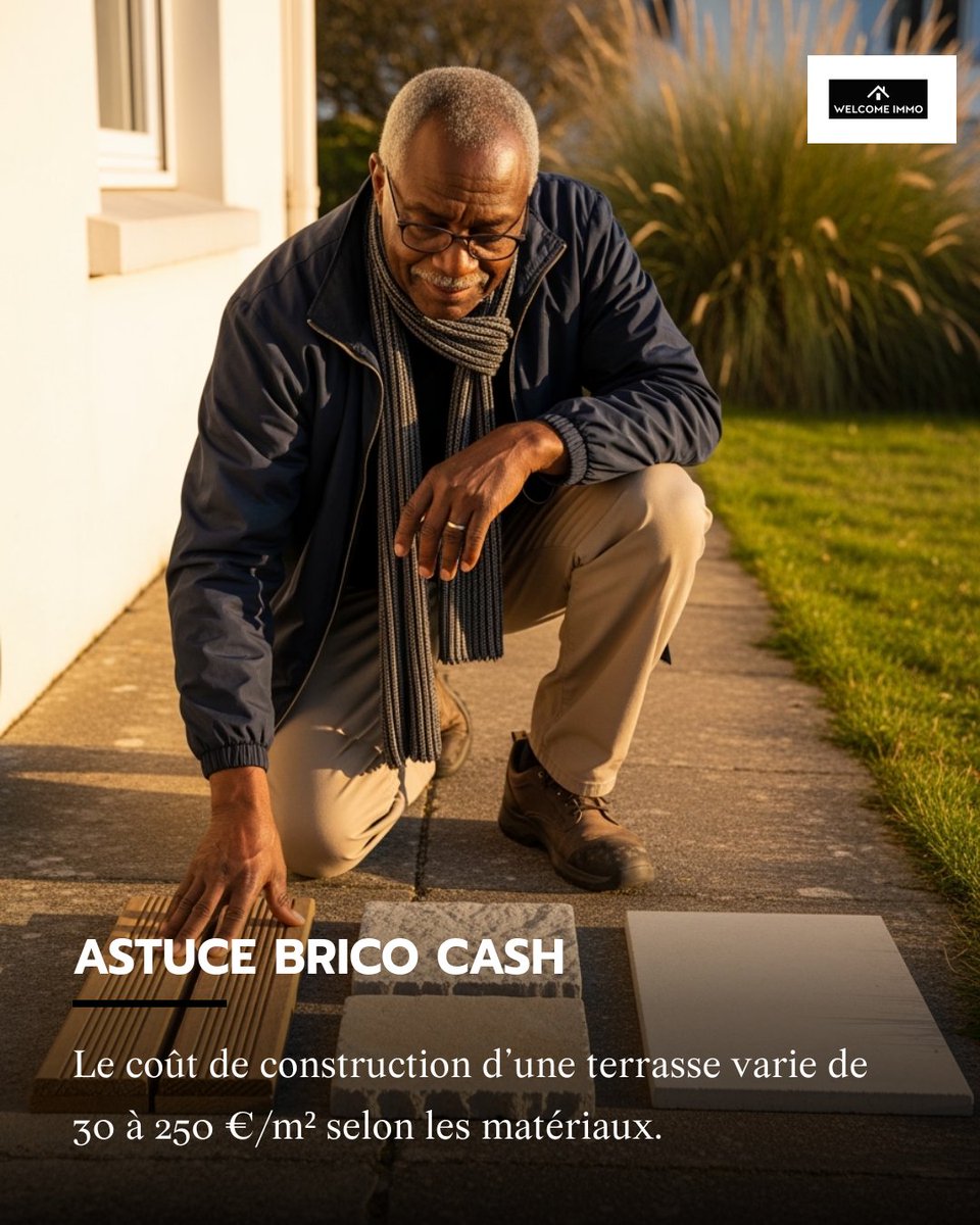 WelcomeImmo's tweet photo. On choisit souvent une terrasse au coup de cœur… puis on découvre que le prix au m² n’était qu’une partie de l’histoire. 🧱 Ce qui coûte cher, ce n’est pas seulement le revêtement, c’est ce qu’il faut pour qu’il reste plat et stable dans le temps. Avant d’arbitrer entre (1/2) https://t.co/F7KBV26Ny5