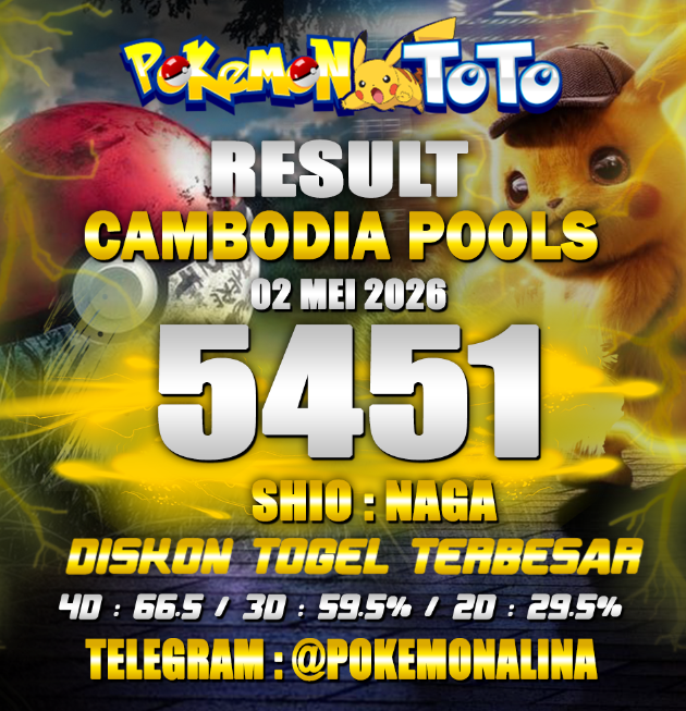 datatogelwla's tweet photo. RESULT CAMBODIA POOLS
SABTU, 02 MEI 2026
Result : 5 4 5 1 
Shio    : NAGA
TELEGRAM : @Pokemonalina
#cambodia #cambodiapools #datatogel #datacambodiapools1 https://t.co/jkG940QTRb