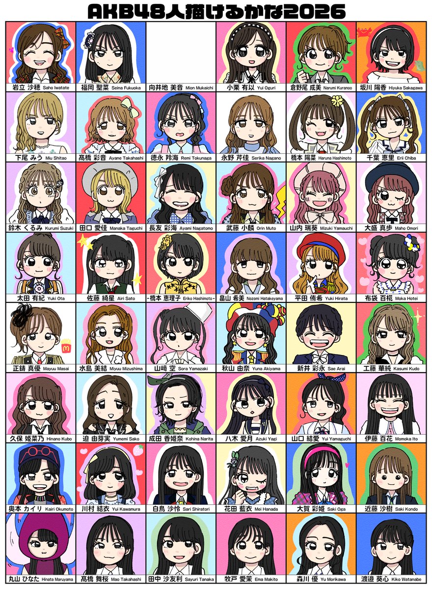 kotori_hi_2's tweet photo. #AKB48人描けるかな2026

46. 岩立 沙穂ちゃん

さっほーの“うふふ♡”って笑い方が大好き。2011年加入のベテラン戦士、やっほーさっほーチームB！

47. 福岡 聖菜ちゃん

せいちゃんの丁寧なパフォーマンスと多彩で器用なところ、それでいてちょっと不器用なところが大好き。 https://t.co/Al3PuClNQ0