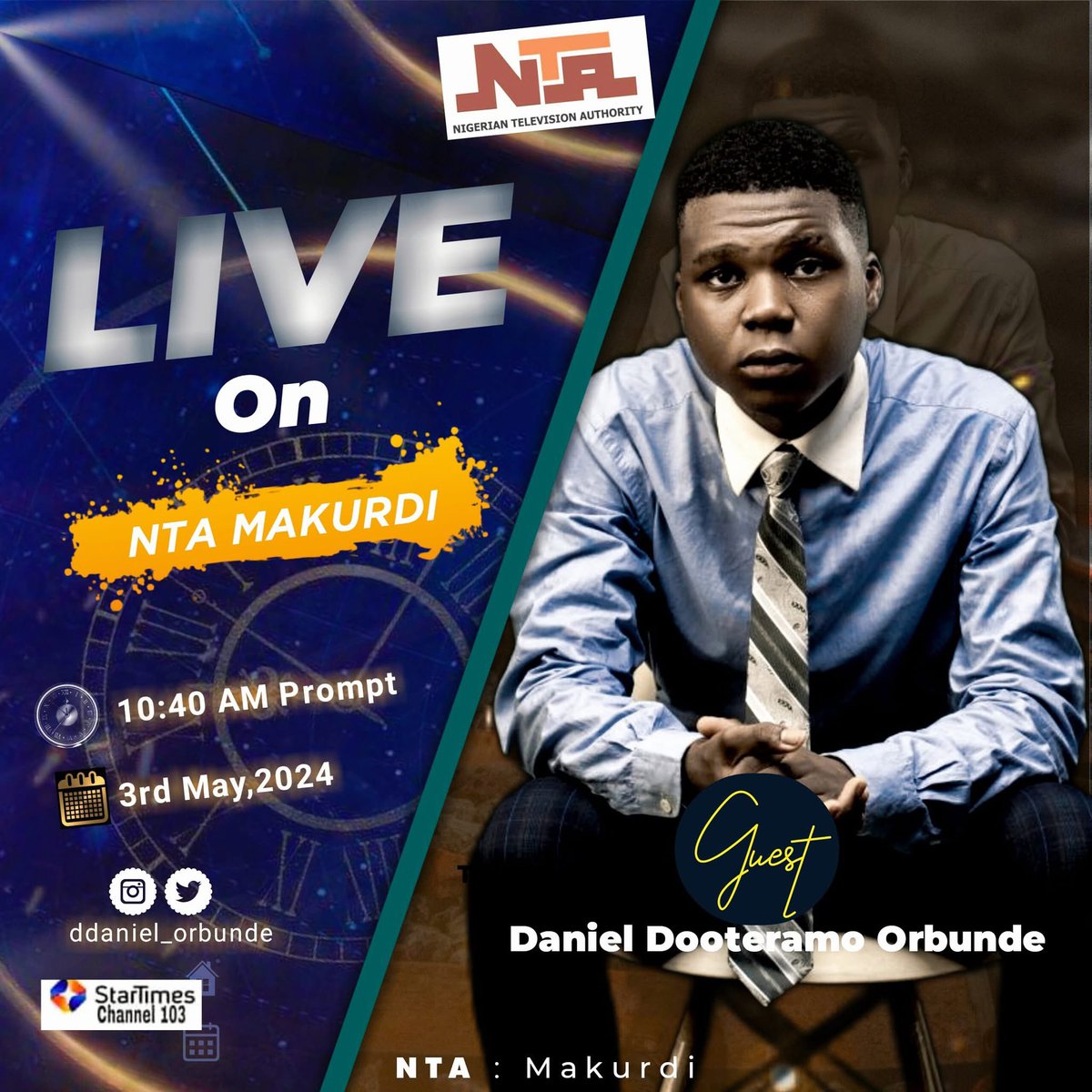 dhaniel_orbunde's tweet photo. May 2024 was truly a historic moment for me!

It was in this same month that I had the opportunity to be featured on NTA Network News for an interview… a moment I will never forget.

A reminder of how far God can take you in such a short time. https://t.co/ass2NEGqYd