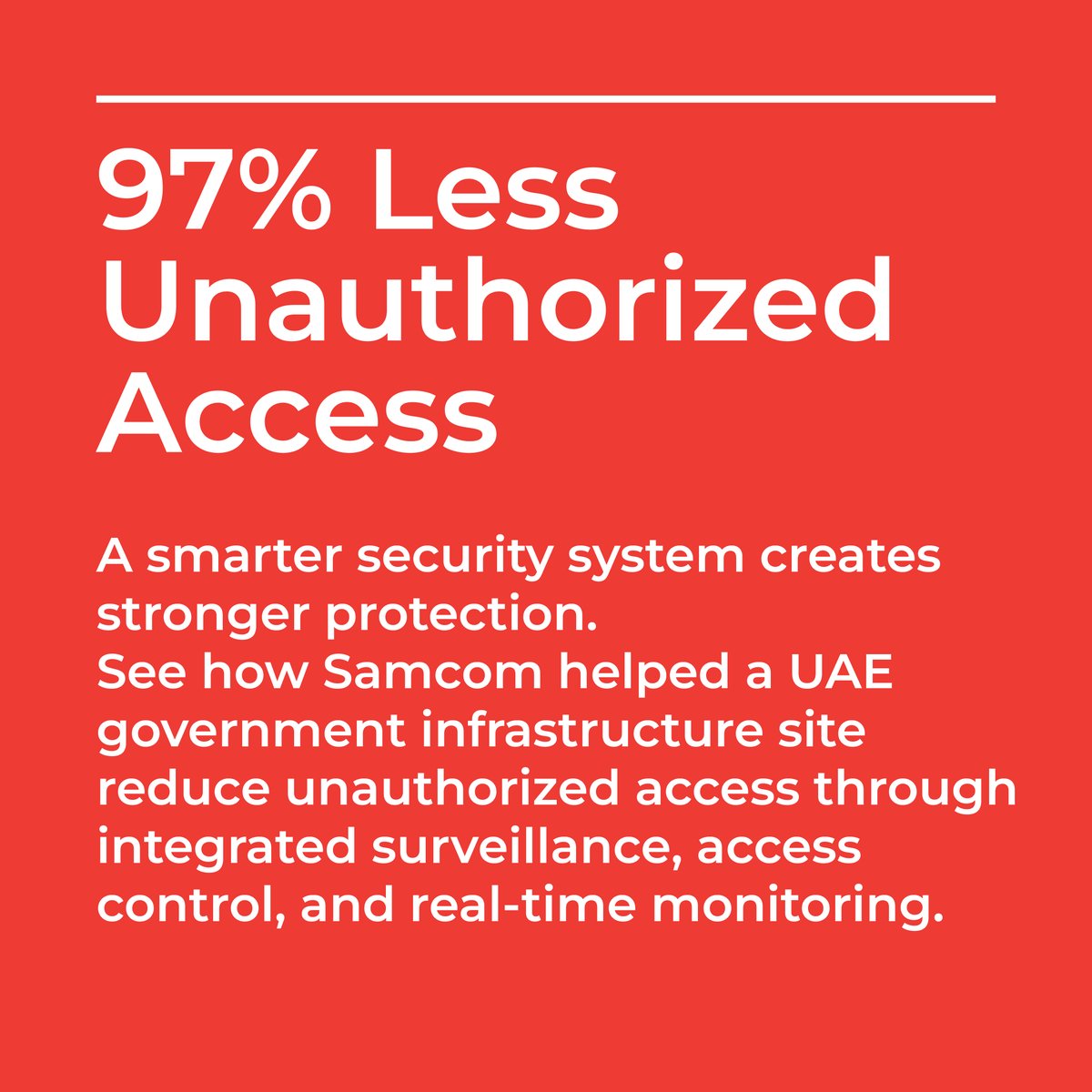 SAMCOMUAE's tweet photo. 97%.

That's how much unauthorised access dropped after Samcom deployed an integrated security system across a UAE government infrastructure site. 

Swipe to see how we did it →

Full case study link in bio.

#GovernmentSecurity #UAE #SecurityResults #SamcomElectronics https://t.co/1sQS0zK9sz