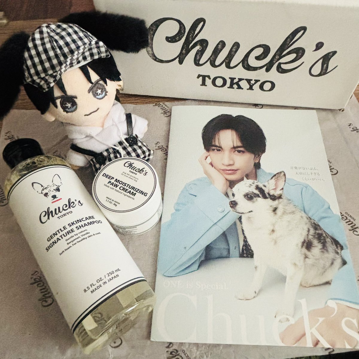 妹がもらってきた思い出の品 犬は飼ってないけど、妹へのプレゼント用に買った💙 #chuckstokyo