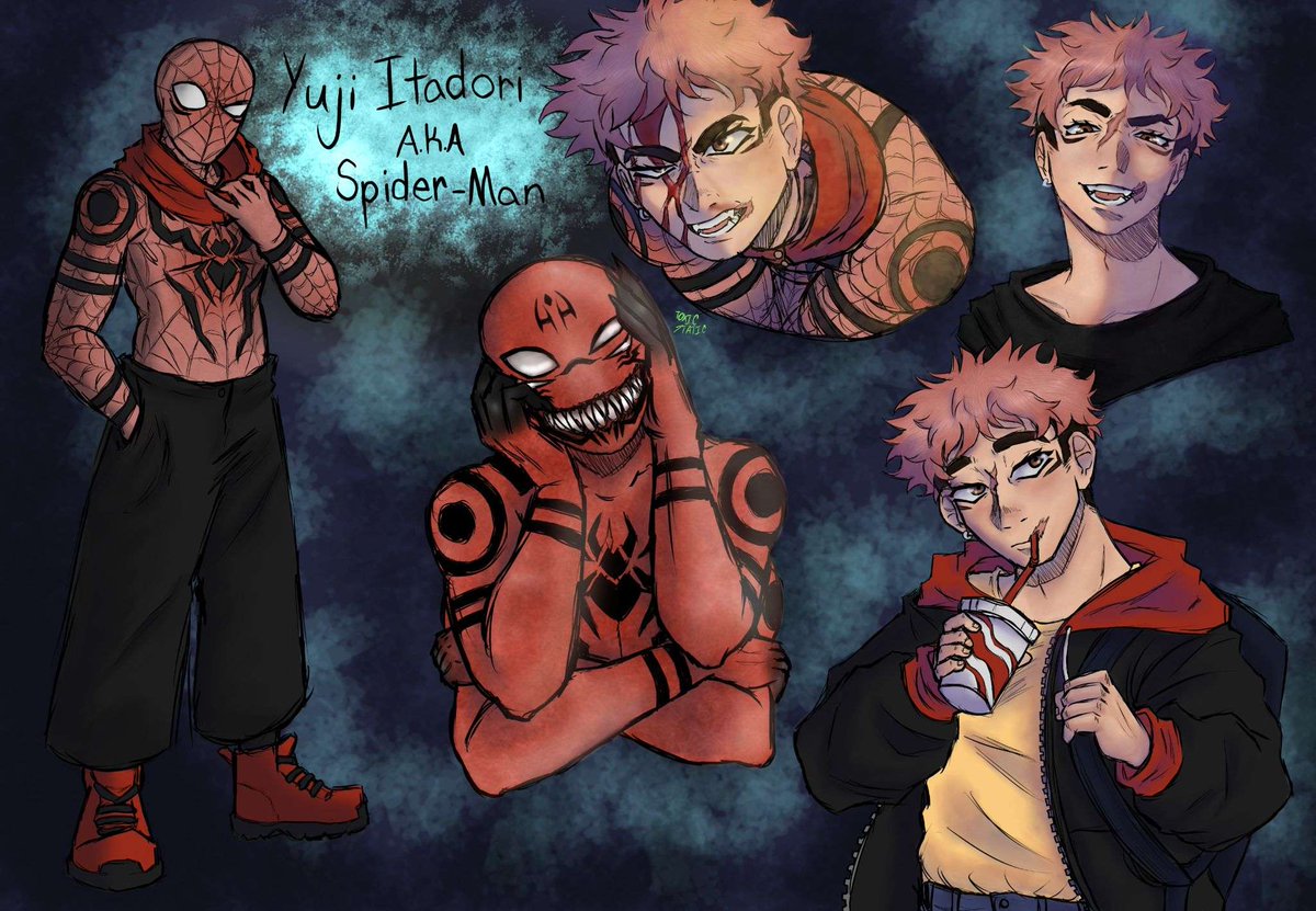 0ToxicStatic0's tweet photo. My marvel AU for JJK (spidey Itadori with symbiote Sukuna was a must, obvi)

#jjk #jjkart #jjkfanart #itadori #marvelau https://t.co/hJXndiGT49