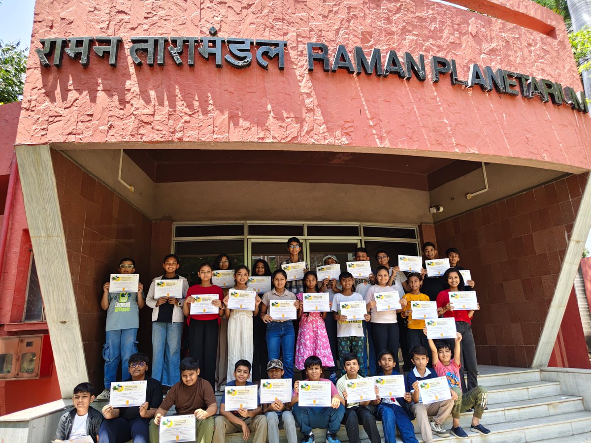 RamanCentre's tweet photo. 🪐🔭 Concluding Session – Astronomy Workshop (Batch 1) at @RamanCentre, a unit of @ncsmgoi @MinOfCultureGoI  🎉
Students received certificates after an exciting journey exploring space, stars, and the universe! ✨🌌#AstronomyWorkshop #STEMFun  #ExploreTheUniverse https://t.co/HmRHBkICcU