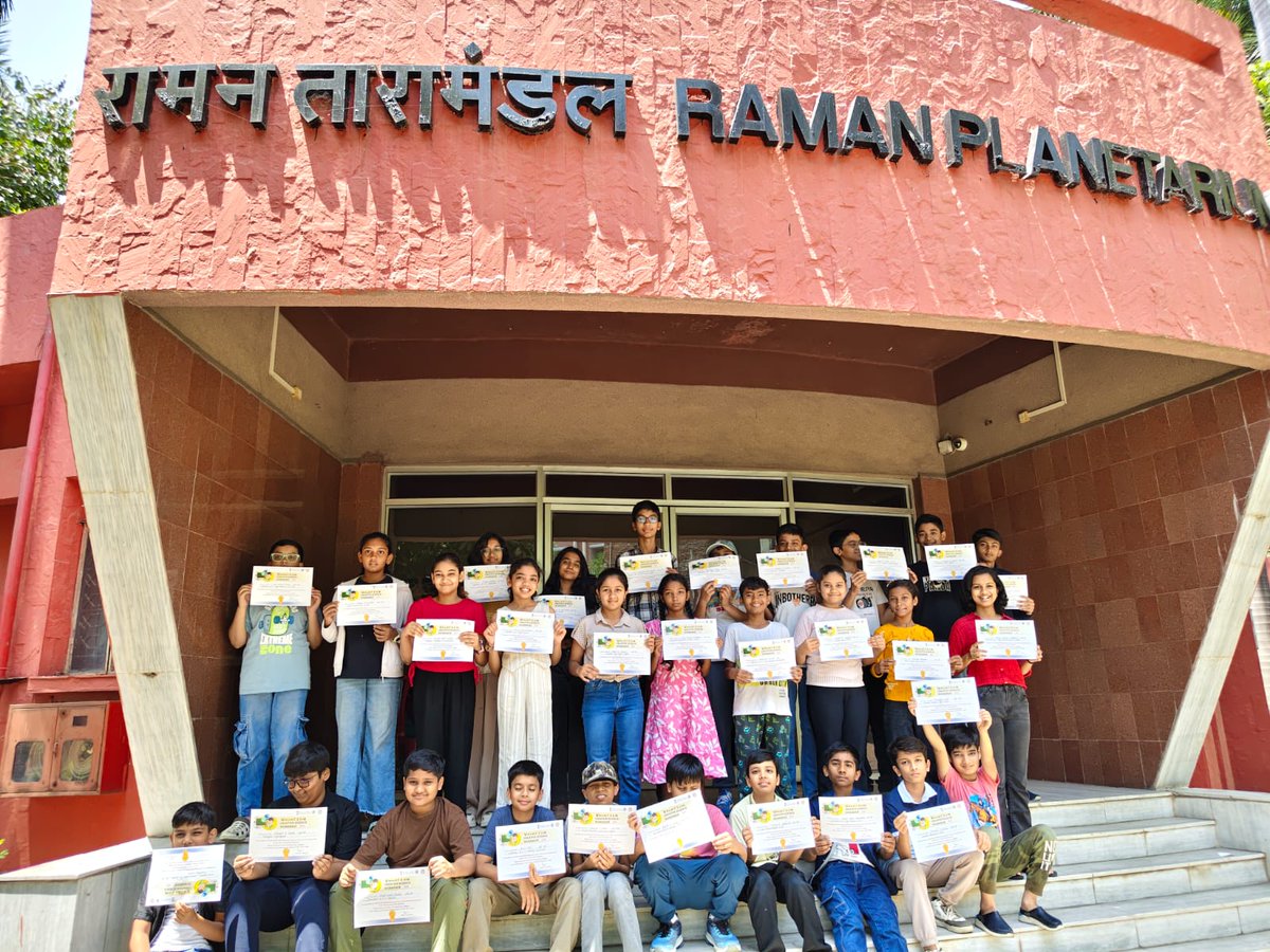 RamanCentre's tweet photo. 🪐🔭 Concluding Session – Astronomy Workshop (Batch 1) at @RamanCentre, a unit of @ncsmgoi @MinOfCultureGoI  🎉
Students received certificates after an exciting journey exploring space, stars, and the universe! ✨🌌#AstronomyWorkshop #STEMFun  #ExploreTheUniverse https://t.co/HmRHBkICcU