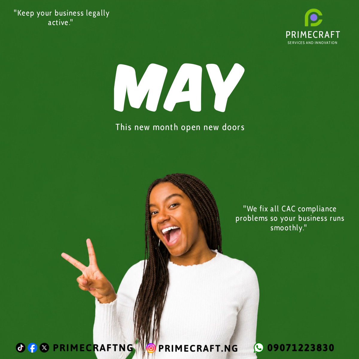 primecraftng's tweet image. Welcome to May 
#may #cac #newmonth #businessname