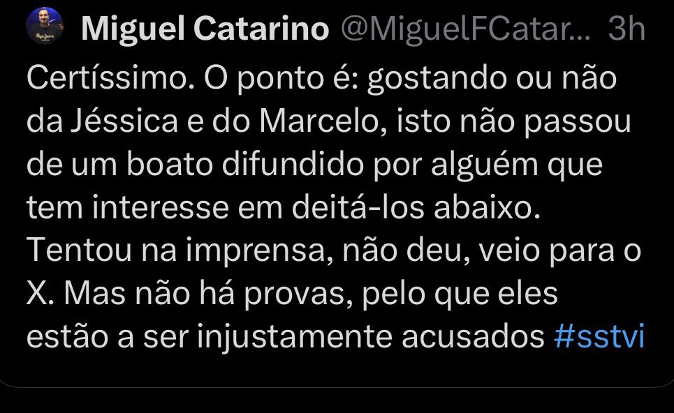 A teamrita é mesmo muito poucachinha, que vergonha alheia, tentaram primeiro com a imprensa espalhar um boato dimatorio e como não lhe deram trela vieram para o X .
Isto são print do jornalista da hiperfm. 
 #sstvi #bbtvi #teamrita