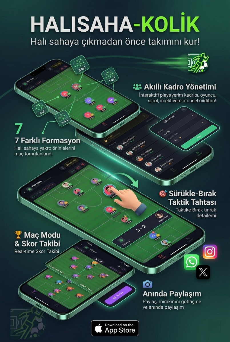 halisahakolik's tweet photo. Halı saha maçlarında "Kadro nasıl olsun?", "Kim daha formda?" tartışmaları tarih oluyor! ⚽️🔥

7 farklı formasyon, otomatik kadro kurulumu ve spider chart oyuncu analizleriyle HalıSahakolik artık hem iOS hem Android'de! 🚀

Hemen indir, maçın yıldızı ol👇

Android: https://t.co/EagDcH2iNx
iOS: https://t.co/je9fJd7f8i
