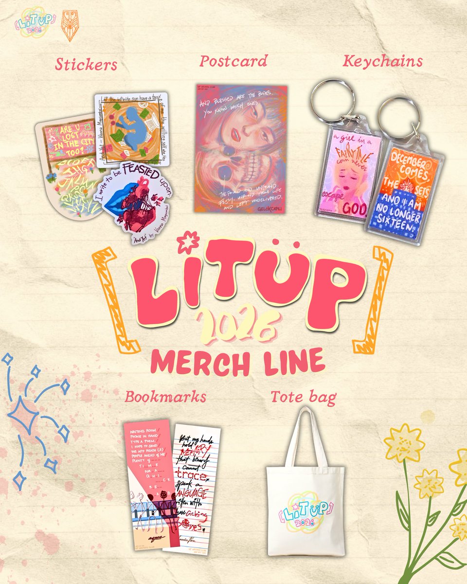 UPWritersClub's tweet photo. Let’s get LIT 🔥 with some LIT UP 2026 Merchandise coming your way 🫵👚🛍️✨

Interested in claiming our merch? 👀🤔 Fill out the pre-order form below:
🖍️ https://t.co/1rO5fPvxv0

Continue supporting LITUP 2026 ❤️‍🔥 We hope to see you at the launch💥

#LITUP2026 #UPWC https://t.co/GgiRNn8wKT