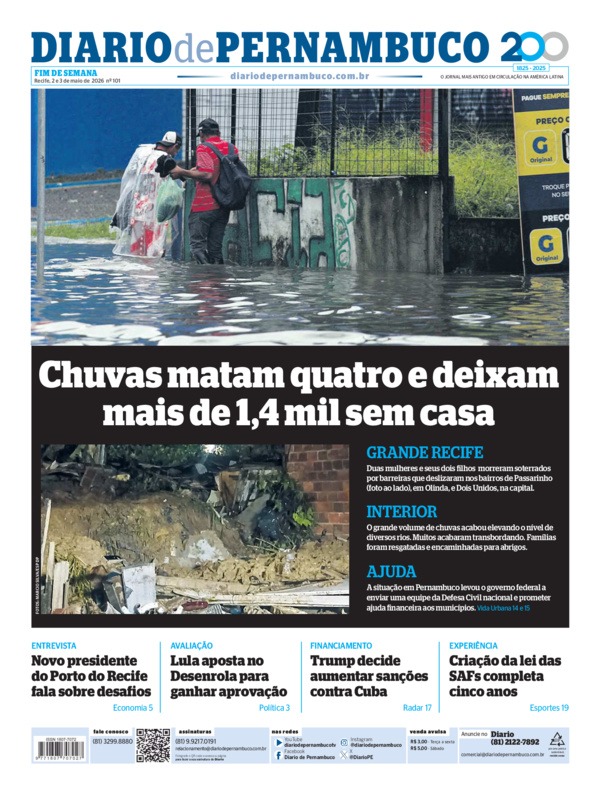 DiarioPE's tweet image. Veja a Primeira Página do Diario de Pernambuco deste sábado, 2 de maio de 2026.

Assine a versão digital do Diario em assineodiario.com.br

#Pernambuco #PE #DP #DiariodePernambuco