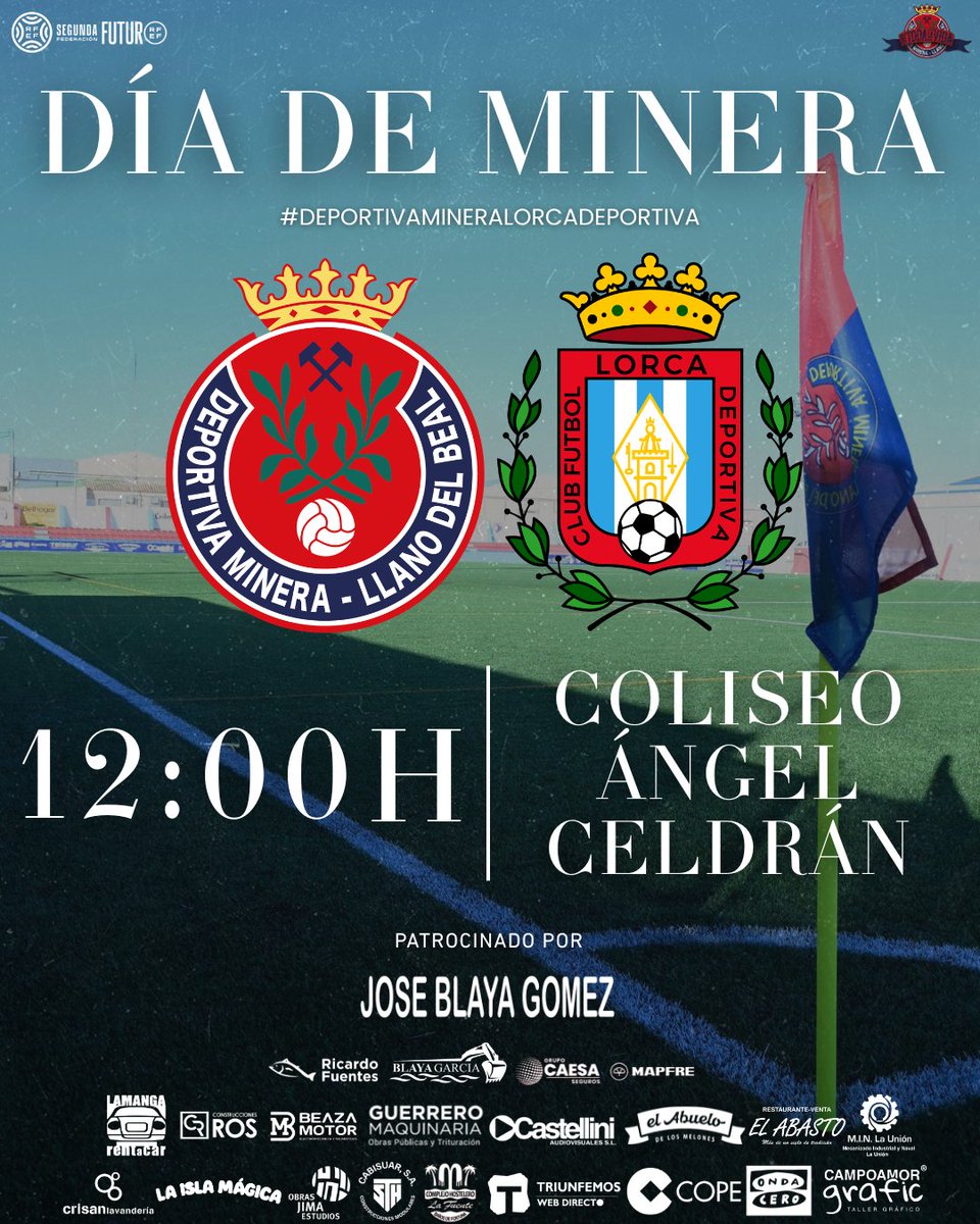 DeportivaMinera's tweet photo. ✨Día de 𝐌-𝐈-𝐍-𝐄-𝐑-𝐀, Día de  𝐕-𝐈-𝐕-𝐈-𝐑-𝐋-𝐎, Día de 𝐂-𝐑-𝐄-𝐄-𝐑

👉Jornada 3⃣4⃣
🆚@lorcadeportiva 
🕛12:00h
🏟️Coliseo Ángel Celdrán
🎫https://t.co/Ruf4midciC
📺@tfms_triunfemos 

⭐️Jose Blaya Gómez

#DeportivaMineraLorcaDeportiva https://t.co/VmWlGluSlJ