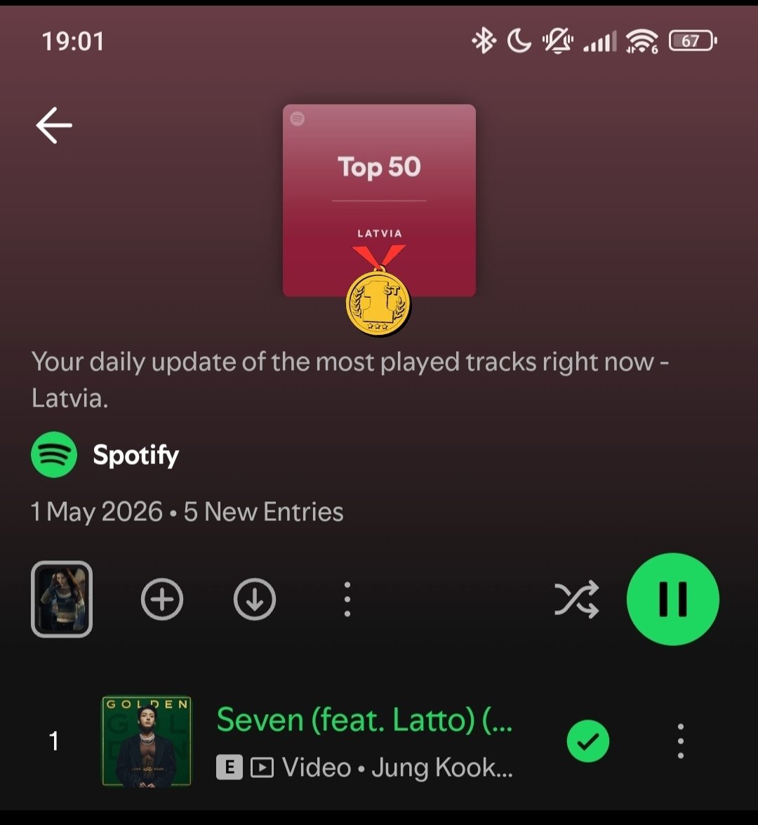 LidiaTan75's tweet image. 📈 Daily Chart (30 April) - I'm Listening 🎧 #SEVEN (#01), #3D (#05) and #StandingNextToYou (#06) by #JUNGKOOK from "TOP 50 LATVIA" on Spotify! 🏖️🌤️

🔗 open.spotify.com/track/2HRgqmZQ…

PLEASE KEEP SUPPORTING JUNGKOOK'S MUSIC 🎶🫶
#JUNGKOOK #정국🔥