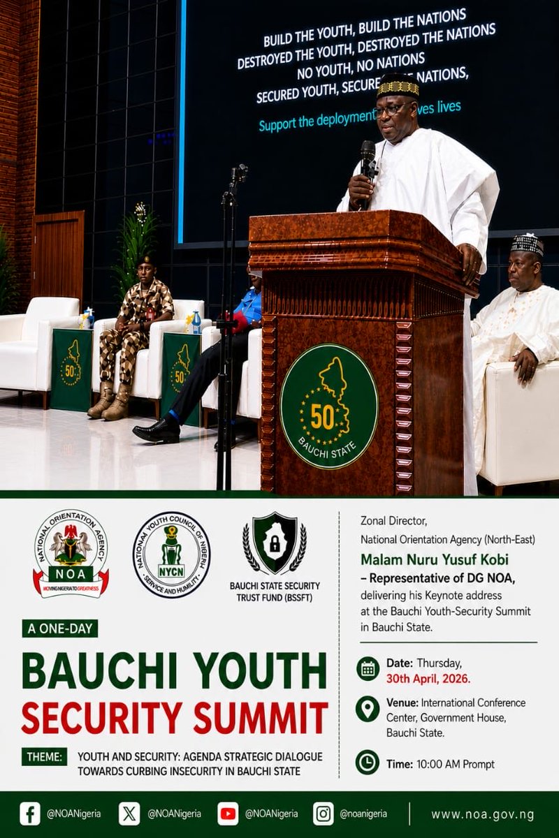 NOA_Nigeria's tweet photo. NOA Calls for Citizen Action to Tackle Insecurity and Strengthen National Unity

Read More: https://t.co/acl92fpJWJ https://t.co/4mtYSvC3Rw