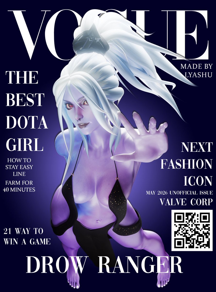 lyashuuu's tweet photo. Drow Ranger from Dota 2
Vogue Cover FanMade
Made in Blender

#blender #drowranger #dota #dota2 #vogue #magazine #cover #gameart https://t.co/gknzN7qzF8