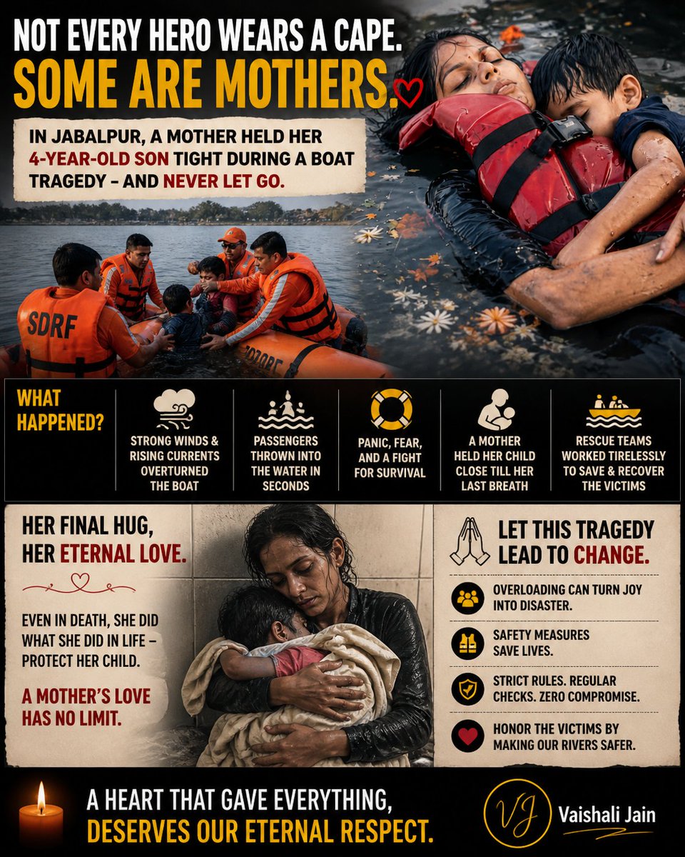 deepak_pincha21's tweet image. A routine journey.
A sudden disaster.

And in the middle of chaos—
a mother who refused to let go.

Even in her final moments,
she chose one thing:
to protect her child.

Some stories don’t just break hearts—
they remind us what love truly means.

#MP #Jabalpur #MothersLove