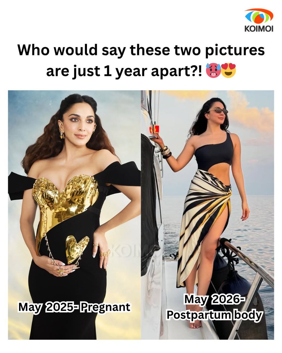 Kiara_Fan_Club's tweet image. Transformation goals done right! From May 2025 to May 2026, she’s only shining brighter. ✨📈

#KiaraAdvani #FitnessGoals #MomLife"@advani_kiara
