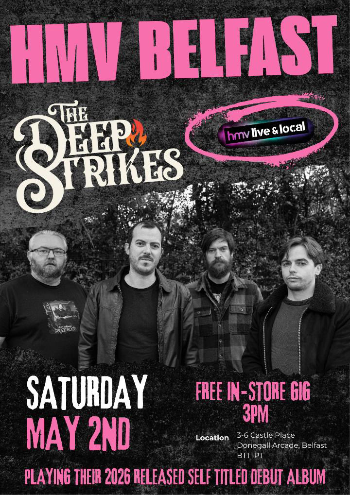 hmvBelfast's tweet photo. Our first #hmvliveandlocal of May is later today! #TheDeepStrikes take the stage from 3pm, showcasing their mix of Irish blues rock from their debut self-titled album!
Free-Entry & All-Ages Friendly for anyone interested! πΈπ₯πΆ
#hmvlive #localmusic https://t.co/uRxx1ANGlx