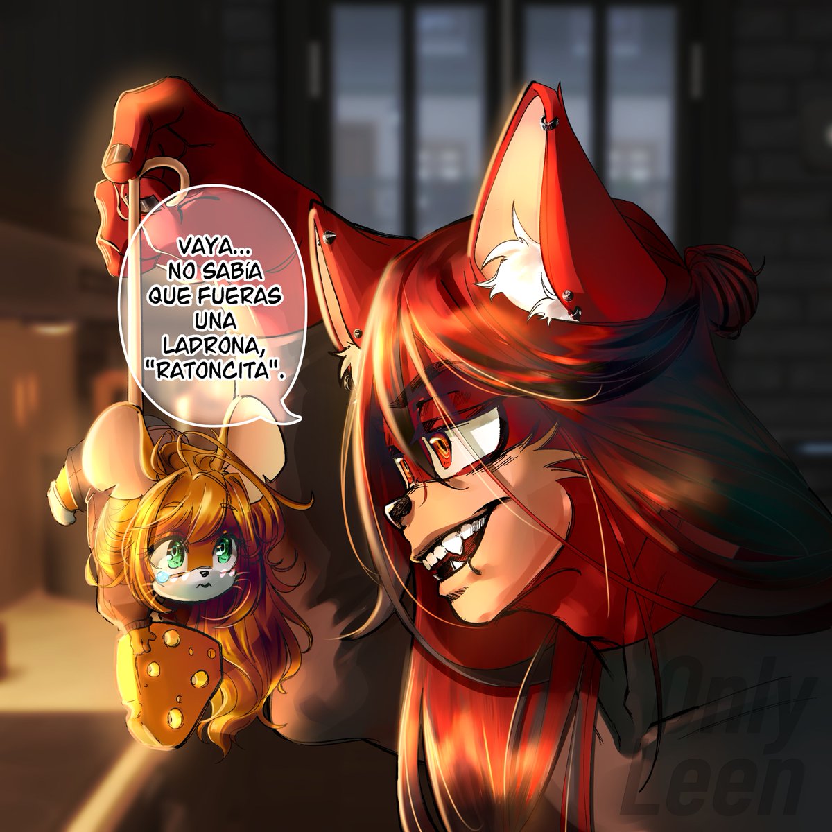_onlyleen's tweet photo. —Yo solo quería un poco de quesito de mi pueblo, "lobito malo".
Misión "Pillar cena a hurtadillas de Ian" fallida. Nueva misión. No dejar que tu compañero de piso te haga mas bromas de ser una "ratoncita de campo"
#Ocsonic #DigitalArt https://t.co/hegeVQEh8r