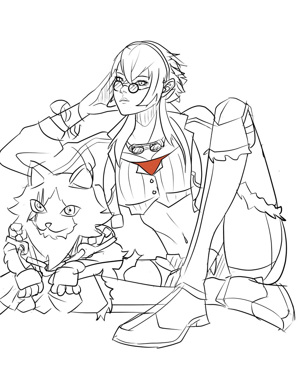 fallensun6_'s tweet photo. The Hunter and Palico https://t.co/GcIXqu47gA