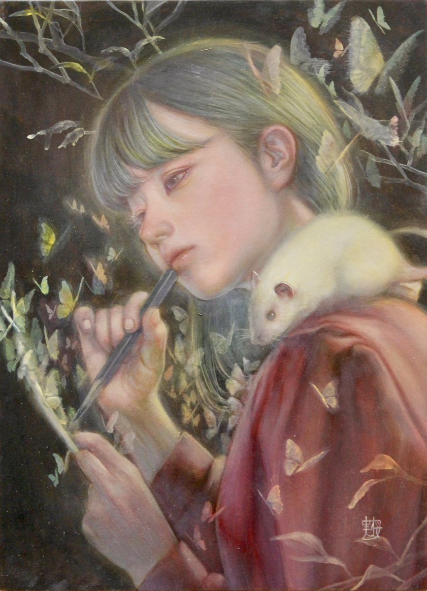 【淡い儚い夢】油彩画　作者不詳 憐 F4号 油絵 2022年制作