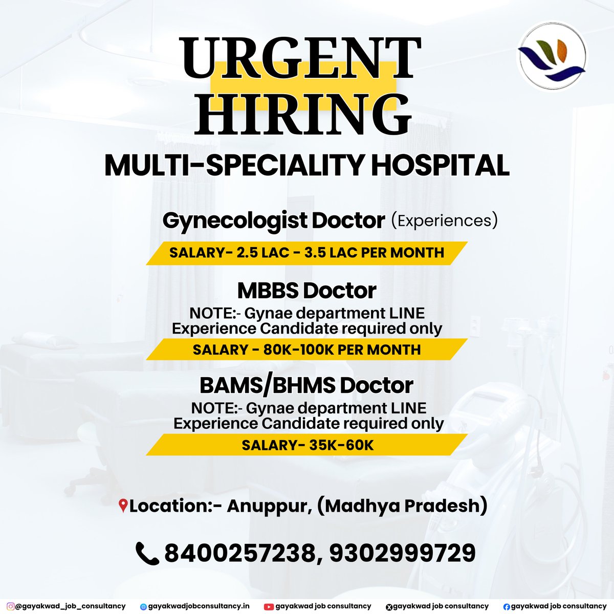 GayakwadJob's tweet image. We Are Hiring For MULTI-SPECIALITY HOSPITAL More Information Contanct Now:- 8400257238, 9302999729

#doctorslife #doctorsday #futuredoctors #doctorstranger #doctorsdiary #doctorsbest #doctorslifestyle #indiandoctors #hospitalstaff #medicalnews #doctorintraining #heathcare