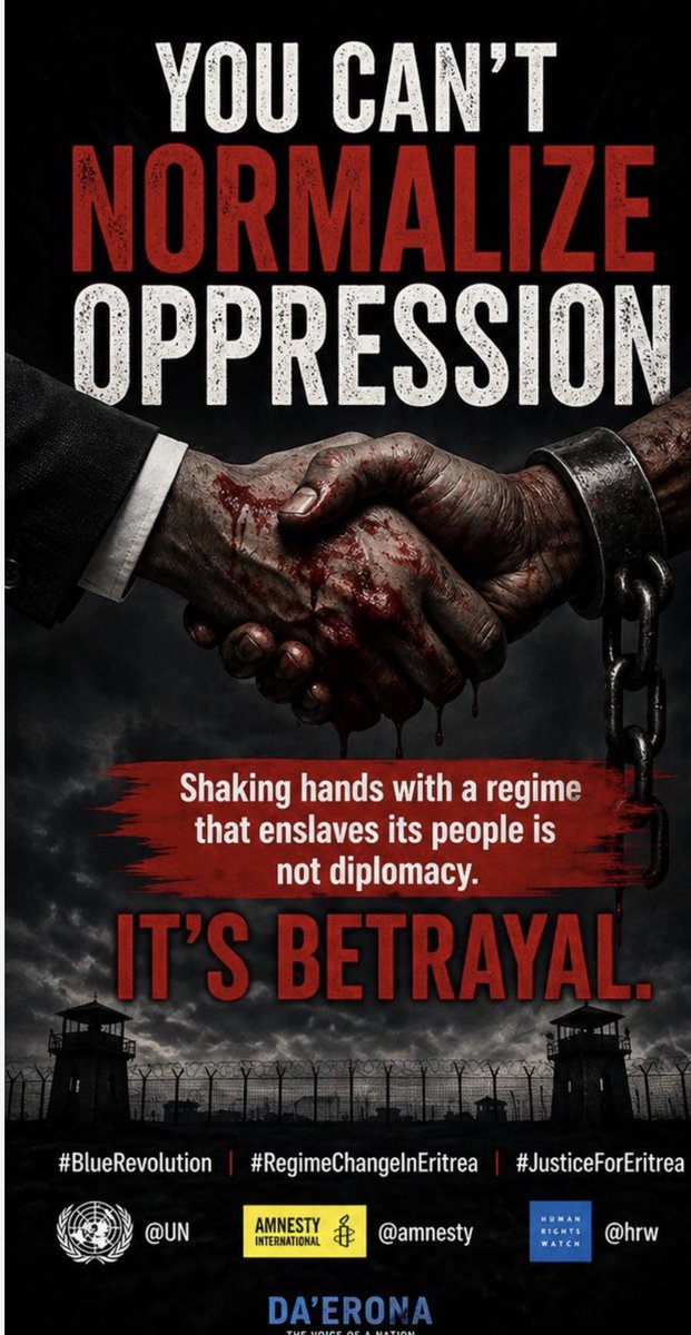 Echu1Doni2's tweet image. Eritreans deserve allies—not enablers of oppression.
    Support the people, not the system.
    Be on the right side. #RegimeChangeInEritrea #BlueRevolution #HumanRights @hrw @amnesty @UN