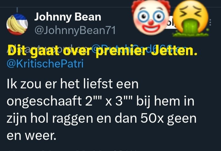 BENDOVER_75's tweet photo. @JohnnyBean71 @Jelle70900749 Ik ben overigens benieuwd wat jouw #fvd-idolen in Den Haag (@fvdemocratie) van deze uitlatingen van jou vinden en of zij blij zijn met een fan als jij.

En nóg nieuwsgieriger ben ik naar de mening hierover van de:
#politie/@politie
#HetOM/@Het_OM
#aivd/@aivd
#nctv/@NCTV_NL

👇🏻🤮 https://t.co/QXrjUZUvYQ