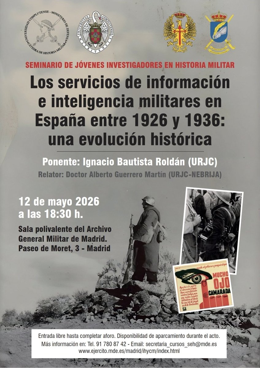 asehismi's tweet photo. Algunas de las ponencias del seminario, que se celebra en el @IHyCM_ET @AmigosIHCM de Madrid, ya han sido anunciadas. La primera el próximo 12 de mayo y la siguiente el 22 de junio. https://t.co/qrIt9YcgkR