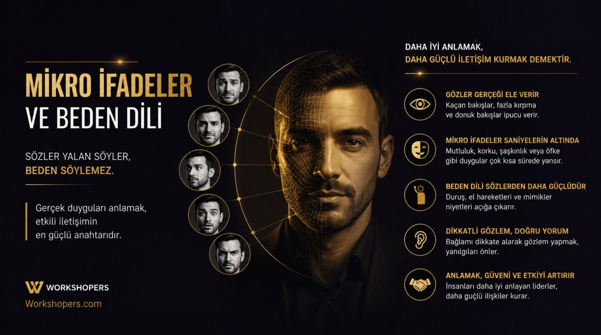 Mikro İfadeler ve Beden Dili: İnsanları Bir Kitap Gibi Okuma Rehberi. Mikro ifadeler ve beden dili etkili iletişimin en önemli unsurudur. Bu yazıda mikro ifadeler ve beden dilini öğrenebileceksiniz. İşte mikro ifadeler ve beden dili...

workshopers.com/blog/mikro-ifa…