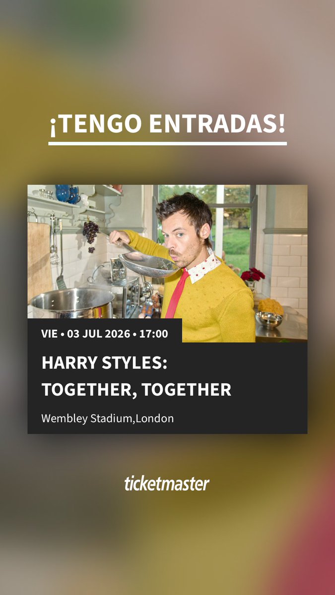cxrolixa's tweet photo. Tengo entradas para Harry Styles: Together, Together - Wembley Stadium - vie • 03 jul 2026 • 17:00. ¿Quién se apunta?

https://t.co/5HOpOegXsd https://t.co/0SchBemN28