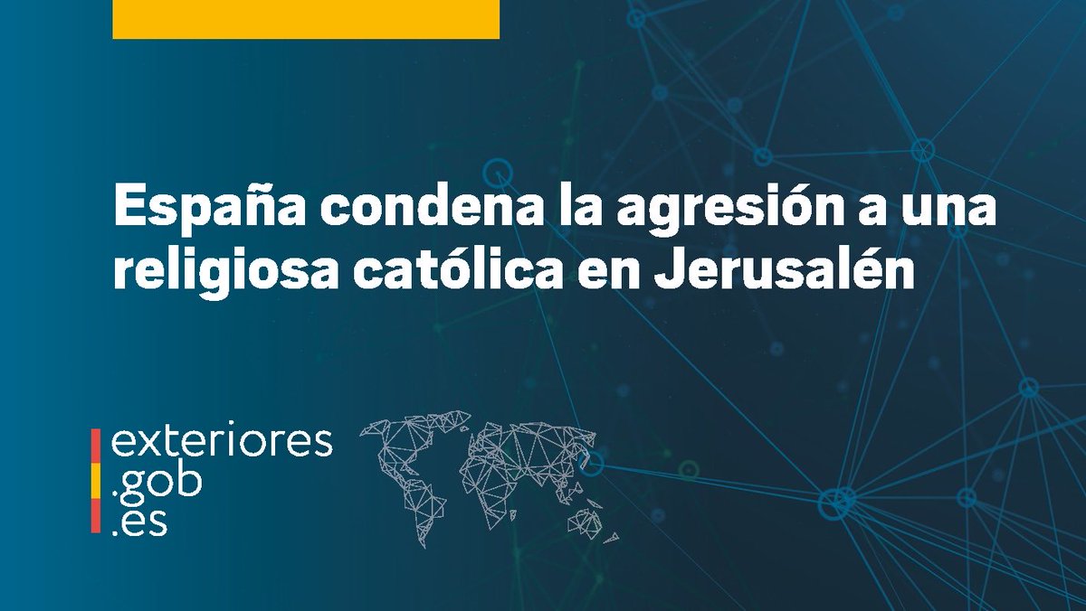 El Gobierno de España expresa su enérgica condena de la grave agresión sufrida por una religiosa católica de nacionalidad francesa en Jerusalén.

🔗
exteriores.gob.es/es/Comunicacio…
