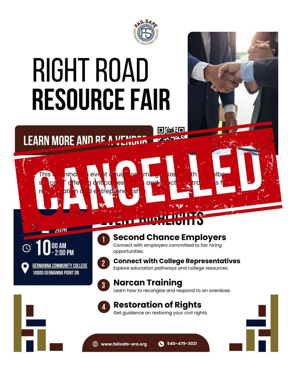 FailSafe_ERA's tweet photo. To confirm our Resource Today has been cancelled for today. Stay tuned for further updates in the future for a rescheduled date. Sorry for the inconvenience. https://t.co/8Cg0wLBXNI