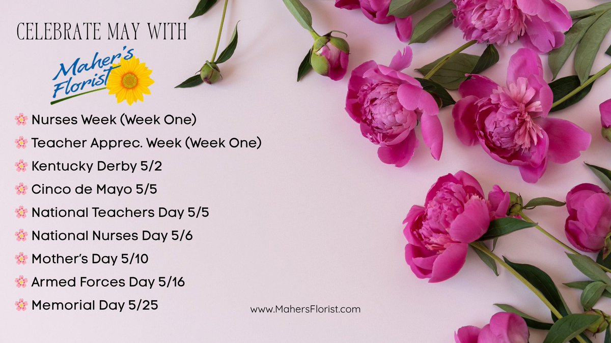 mahersflorist's tweet image. From May Day blooms to Memorial Day honors—and making Mom’s day extra special on May 10th! 🌺🌿🩷

Celebrate all of May’s special moments with Maher's. 💐

#May2026 #MothersDay #MemorialDay #MahersFlorist #FavoritePasadenaFlorist
