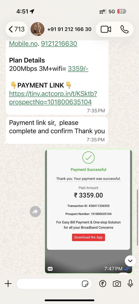 Varun_Devil28's tweet photo. @ACTFibernet did fraud with me, I’m attaching screenshot. The representative took money and now not picking my phone. I’ll report this to @jagograhakjago https://t.co/DTPMWKPXoZ