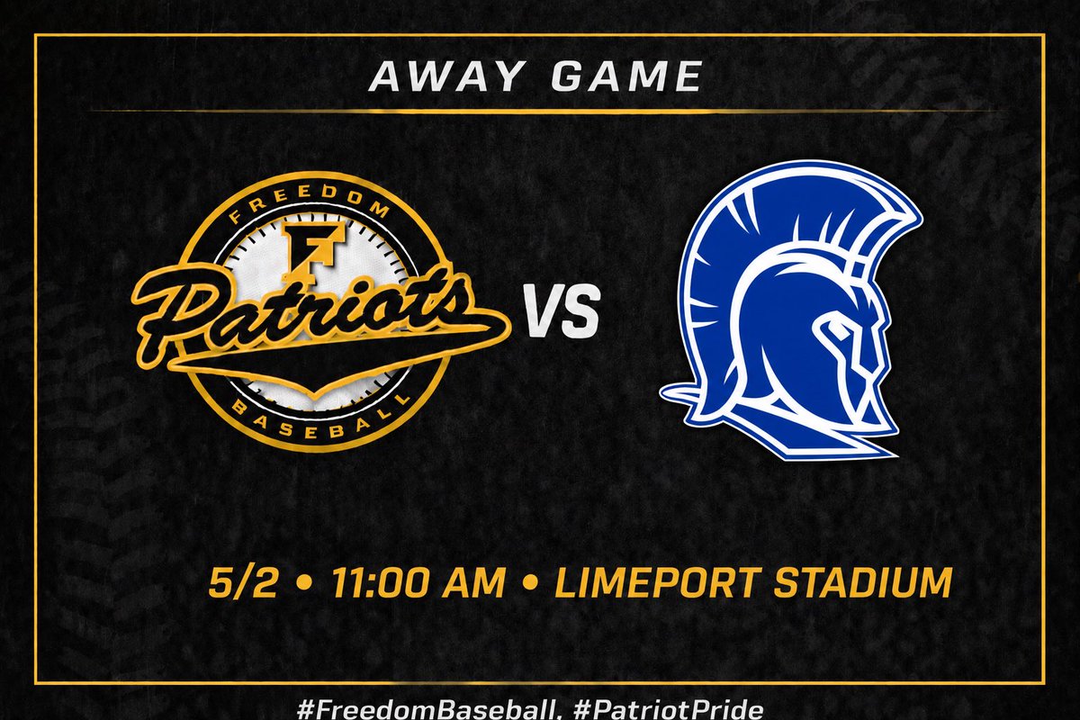 FHSPatriots_BB's tweet photo. ๐ Limeport Stadium
๐ 11:00 AM
๐ Southern Lehigh
Come out and support the Patriots as they battle on the road today! Letโs bring the energy and keep rolling!
#FreedomBaseball #PatriotPride #GameDay #PlayoffPush https://t.co/LEVVfW2fi8