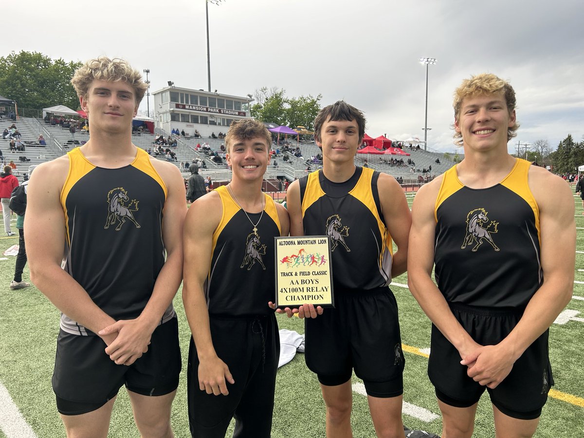 NC_Track_Field's tweet photo. Congratulations to the Boys’ AA Mt. Lion Classic Champions in the 4x100m relay with a time of 44.06! Great race boys https://t.co/BfFSZfTVWS
