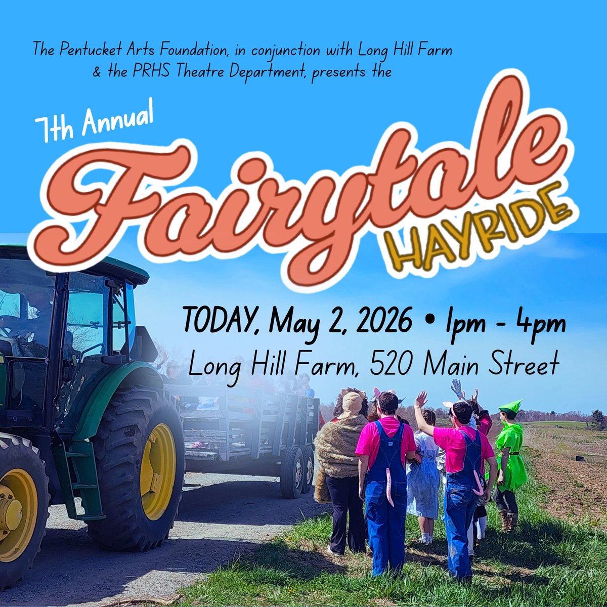 ArtsPentucket's tweet photo. The 7th Annual Fairytale Hayride will proceed as scheduled for TODAY, Saturday, May 2nd from 1pm to 4pm. We look forward to welcoming you for an enjoyable afternoon at the farm! https://t.co/H10ctv9ZVZ