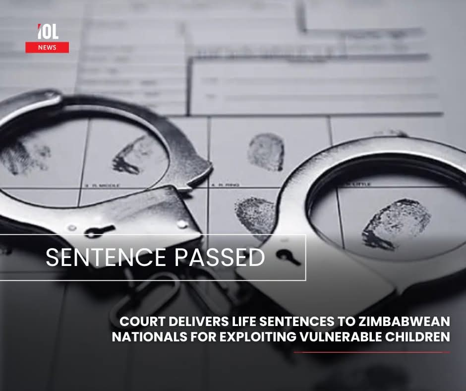 IOL's tweet image. Three Zimbabwean nationals will serve life behind bars after being convicted on multiple criminal counts, including human trafficking, fraud, possession of fraudulent documents, and contravention of the Immigration Act.
#news #Zimbabwean #nationals #life #sentences #exploitation
