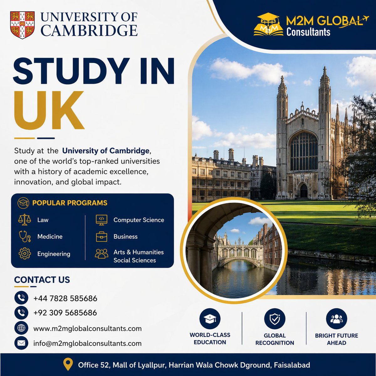 M2MGConsultants's tweet photo. The UK is calling! 🇬🇧📷 Secure your future with world-class degrees and a 2-year Post-Study Work Visa. The September 2026 Intake is the best time to apply! #StudyInUK #SeptemberIntake #M2MGlobal #Faisalabad #UKVisa #StudyAbroad #VisaSuccess2026 #GlobalEducation https://t.co/mWNFoqDxxb
