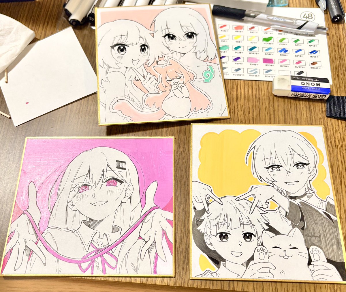 色紙描けたぜぃぜぃｳｫｳL('ω')┘三└('ω')｣ｳｫｳyeah!