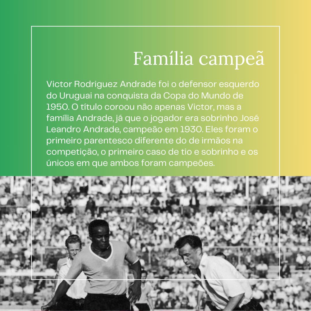 365diasdecopa's tweet image. Sobrinho de José Leandro, Victor Andrade foi campeão mundial como o tio. Titular durante toda a campanha de 1950, ele foi um dos pilares defensivos daquele time. Versátil, foi elogiado por Puskas como um dos melhores laterais do mundo.

#fifaworldcup #worldcup2026🇺🇸🇨🇦🇲🇽
