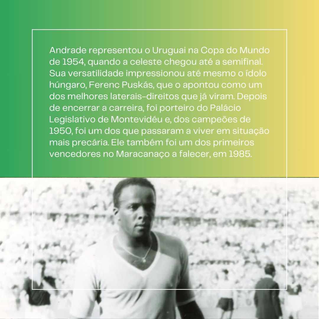 365diasdecopa's tweet image. Sobrinho de José Leandro, Victor Andrade foi campeão mundial como o tio. Titular durante toda a campanha de 1950, ele foi um dos pilares defensivos daquele time. Versátil, foi elogiado por Puskas como um dos melhores laterais do mundo.

#fifaworldcup #worldcup2026🇺🇸🇨🇦🇲🇽