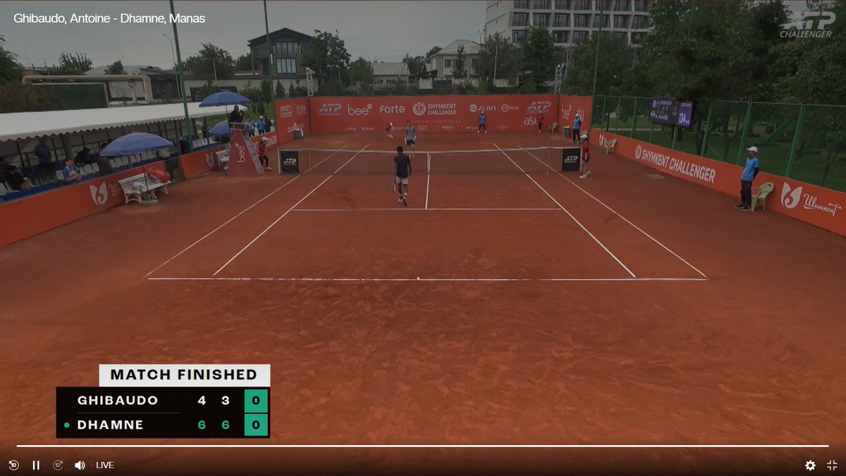 g_sabharish's tweet photo. Manas Dhamne made it to his maiden CH Final, with a solid win over Ghibaudo in SFs. Dhamne looked consistent from the baseline, BH looked lethal, and used his variations quite often, which was effective. Even though he needs to strengthen his shotmaking, he went for his shots and angles, which were pretty solid today. 
One of the better performances from Dhamne in his career so far. He is the first Indian to make it to a CH Final since Nagal's Perugia run in 2024. He will face Butvilas/Gadamauri in the Final.
