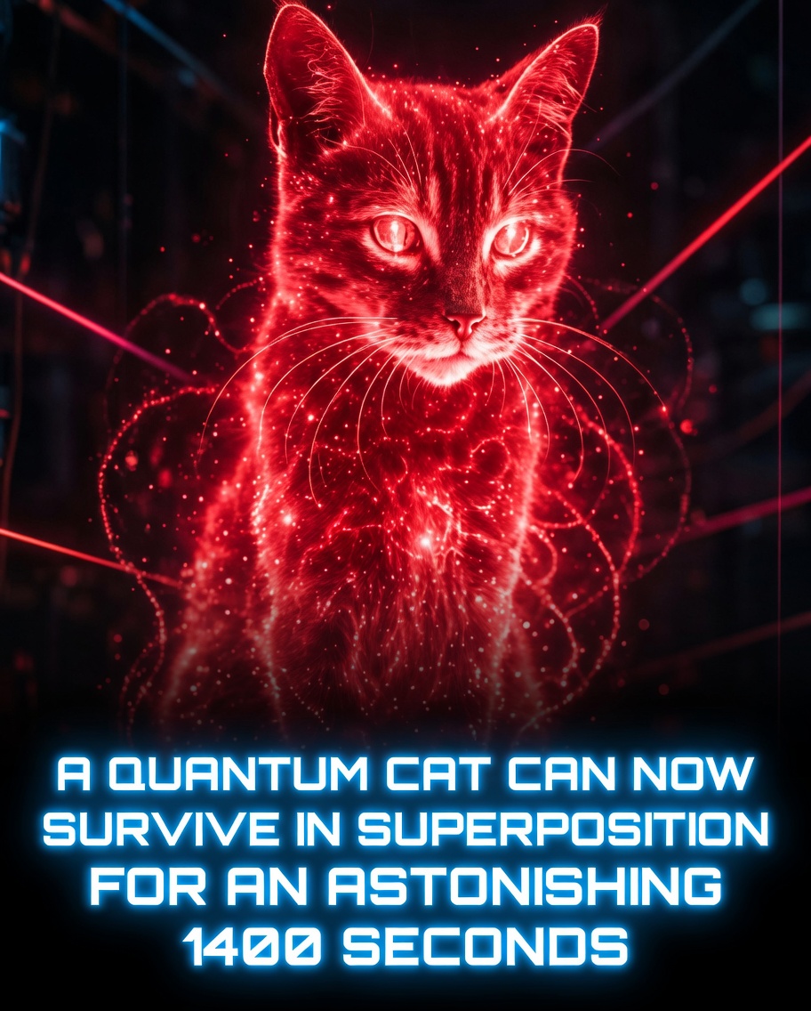 Rainmaker1973's tweet image. In a groundbreaking achievement, researchers at the University of Science and Technology of China have sustained a quantum "Schrödinger's cat" state for an unprecedented 1,400 seconds,  approximately 23 minutes.

The team cooled 10,000 ytterbium-173 atoms to near absolute zero