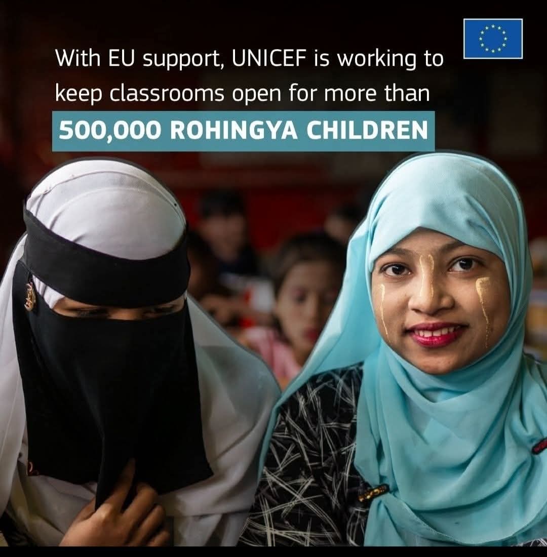 RYDA35's tweet image. With #EU support, #UNICEF is working to keep classrooms open for more than 500,000 #Rohingya Children