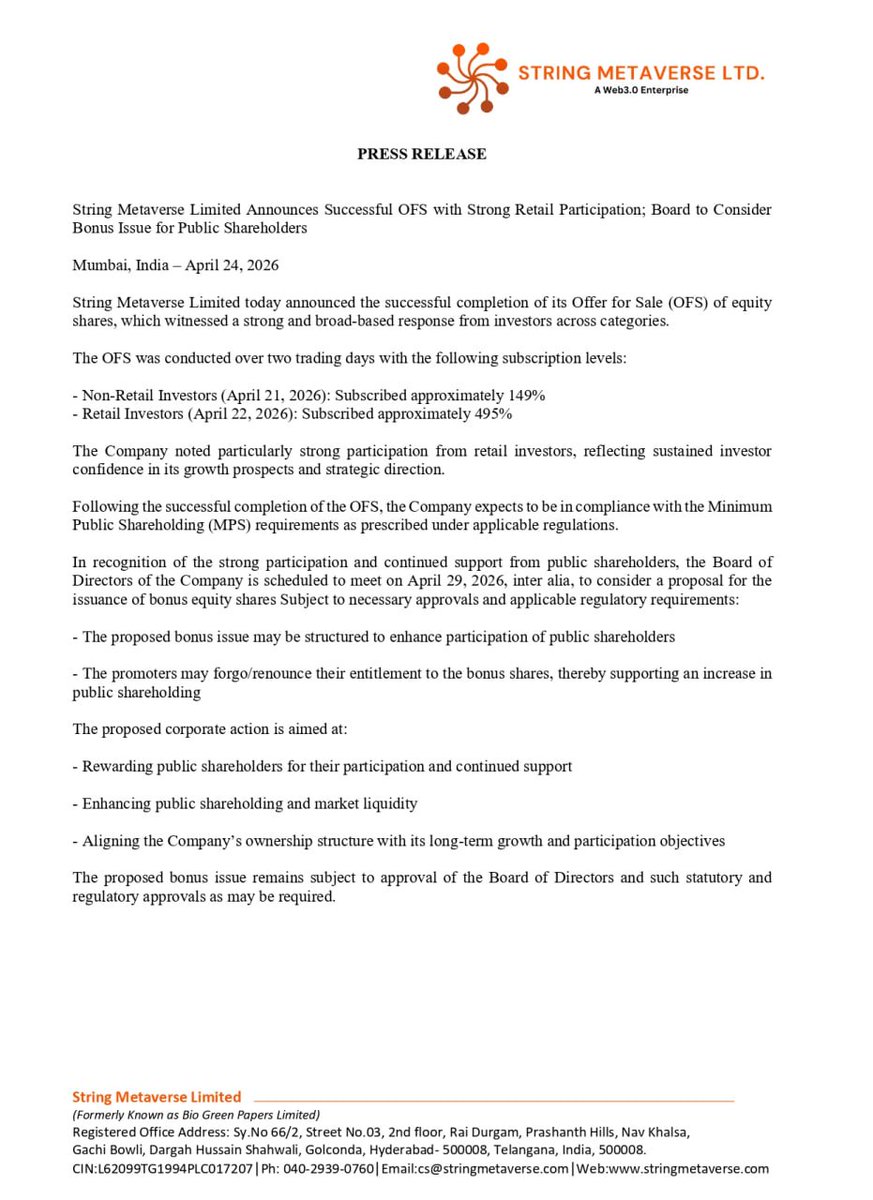 RafaelOnChain's tweet photo. String Metaverse is interesting because it is not selling the usual “future of Web3” story without a base.

There are reported numbers, public disclosures, operating subsidiaries, and a listed-company structure behind the narrative.

Worth inspecting seriously. https://t.co/PPhKQ4axhr